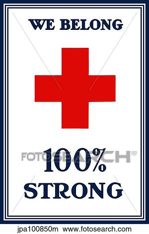 Vintage World War I poster of a large red cross. View Large Illustration Stock Illustration - Vintage World War I poster of a large red cross.. Fotosearch