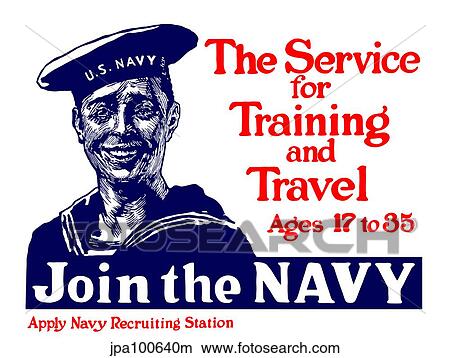 Stock Illustration - Vintage World War I poster of a smiling U. S. sailor.. Fotosearch