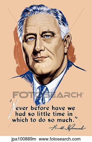 Stock Illustration - Vintage World War II artwork of President Franklin Delano Roosevelt. Fotosearch