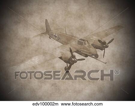 Stock Illustration - Vintage World War II era German aircraft with swastika.. Fotosearch