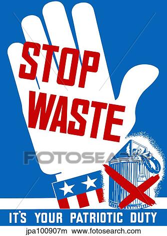 Stock Illustration - Vintage World War II poster of a hand making a stop sign.. Fotosearch