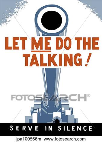 Stock Illustration - Vintage World War II poster of a large artillery cannon.. Fotosearch