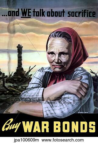 Vintage World War II poster of a European woman amid the ruins of a town. View Large Illustration Stock Illustration - Vintage World War II poster of a European woman amid the ruins of a town.. Fotosearch