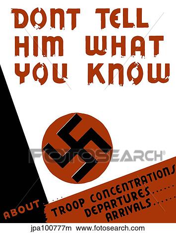 Vintage World War II poster of a swastika. View Large Illustration Stock Illustration - Vintage World War II poster of a swastika.. Fotosearch