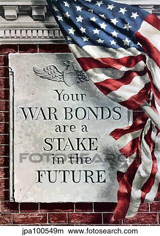 Vintage World War II poster of the American flag and a sign on a brick building. View Large Illustration Stock Illustration - Vintage World War II poster of the American flag and a sign on a brick building.. Fotosearch