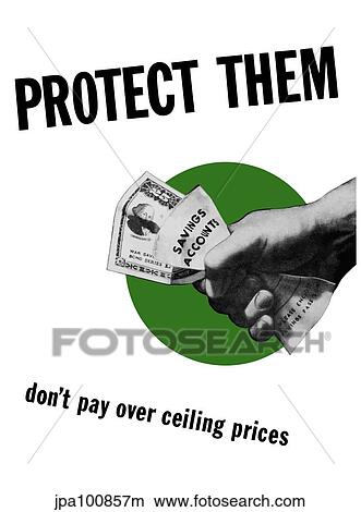 Vintage World War II poster showing a hand holding a savings bond. View Large Illustration Stock Illustration - Vintage World War II poster showing a hand holding a savings bond.. Fotosearch