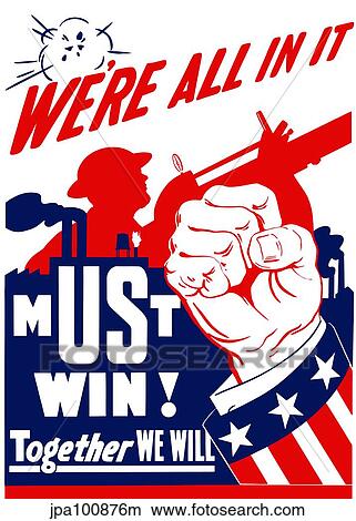 Stock Illustration - Vintage World War II propaganda poster.. Fotosearch
