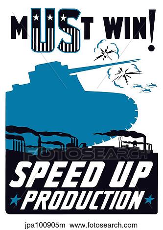 Stock Illustration - Vintage World War II propaganda poster.. Fotosearch