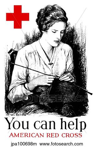 Vintage World War One poster of a young woman knitting. View Large Illustration Stock Illustration - Vintage World War One poster of a young woman knitting.. Fotosearch