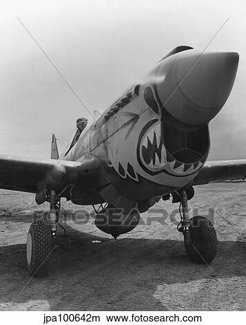 Vintage World War Two image of a P-40 Warhawk. View Large Photo Image Picture - Vintage World War Two image of a P-40 Warhawk.. Fotosearch