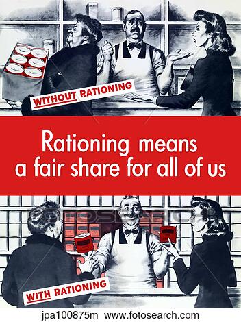 Vintage World War Two Poster Demonstrating Food Rationing Stock