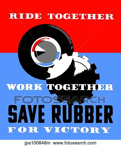 Stock Illustration - Vintage WPA poster of a gear and a tire.. Fotosearch