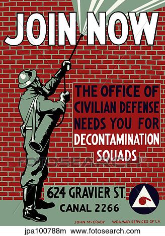 Vintage WPA poster of a man decontaminating a brick building. View Large Illustration Stock Illustration - Vintage WPA poster of a man decontaminating a brick building.. Fotosearch
