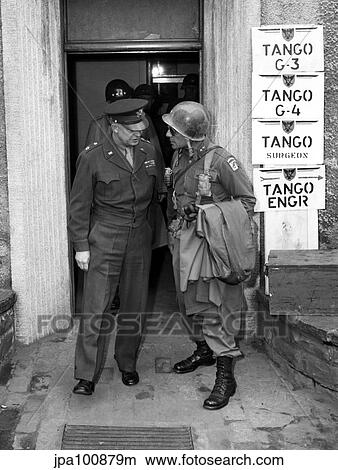 Vintage WWII photo of General Eisenhower and Ridgway. View Large Photo Image Picture - Vintage WWII photo of General Eisenhower and Ridgway.. Fotosearch