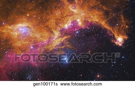 Stock Photograph - Visible light-infrared composite of IC 2177, the Seagull Nebula. Fotosearch