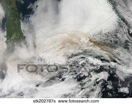 Volcanic ash plumes from Sarychev Peak blowing across the Sea of Okhotsk and the island of Sakhalin. View Large Photo Image Stock Photograph - Volcanic ash plumes from Sarychev Peak blowing across the Sea of Okhotsk and the island of Sakhalin.. Fotosearch