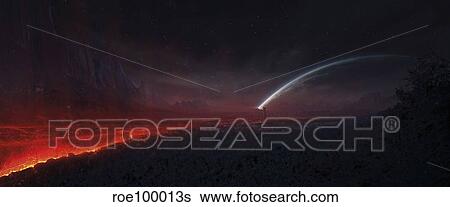 Volcanic eruption within a city. View Large Illustration Stock Illustration - Volcanic eruption within a city.. Fotosearch