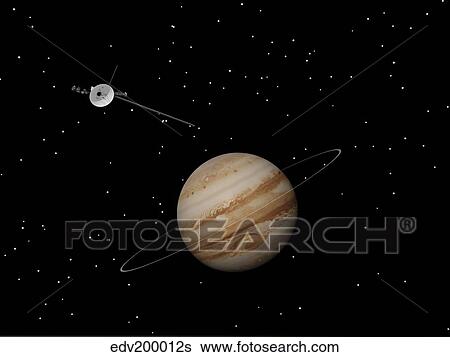 Voyager spacecraft near Jupiter and its unrecognized ring. View Large Illustration Stock Illustration - Voyager spacecraft near Jupiter and its unrecognized ring.. Fotosearch