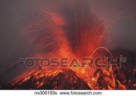 Vulcanian eruption with glowing lava bombs on Sakurajima Volcano, Japan. View Large Photo Image Stock Photograph - Vulcanian eruption with glowing lava bombs on Sakurajima Volcano, Japan.. Fotosearch