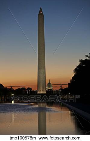 Picture - Washington Monument at sunset, Washinton D. C., USA.. Fotosearch