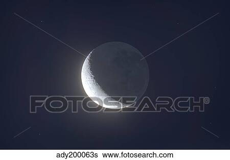 Waxing crescent moon with Earthshine. View Large Photo Image Stock Photograph - Waxing crescent moon with Earthshine.. Fotosearch