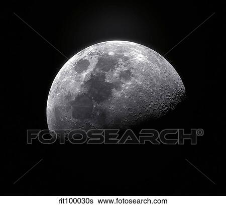 Stock Photograph - Waxing gibbous moon. Fotosearch