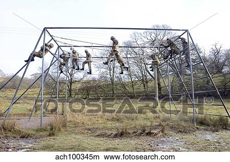 Welsh Guards perform basic training on the assault course at Sennybridge Training Area. View Large Photo Image Picture - Welsh Guards perform basic training on the assault course at Sennybridge Training Area.. Fotosearch