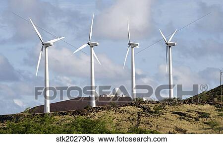 Stock Photograph - Wind turbines at the Ascension Auxiliary Airfield.. Fotosearch