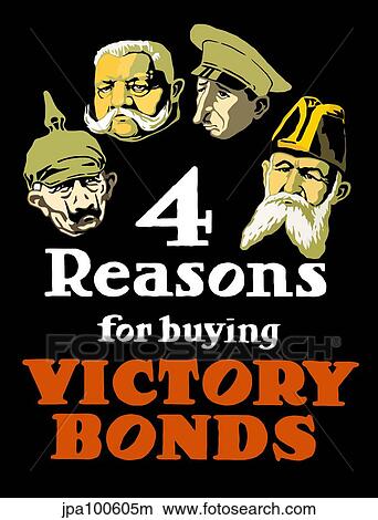 Stock Illustration - World War I poster featuring the heads of four leaders from the Central Powers.. Fotosearch