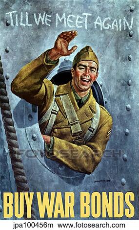 World War II poster of an American soldier waving from the porthole of a ship. View Large Illustration Stock Illustration - World War II poster of an American soldier waving from the porthole of a ship.. Fotosearch