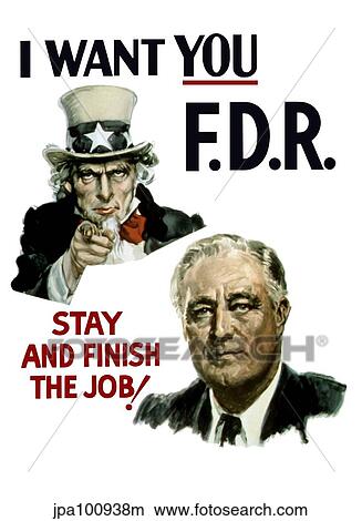 Stock Illustration - World War II poster of Uncle Sam and President Franklin Roosevelt.. Fotosearch