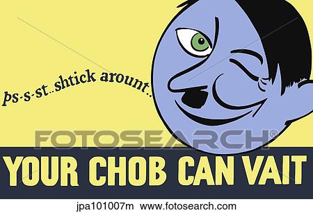 Stock Illustration - World War II propaganda poster of a caricature of Adolf Hitler winking.. Fotosearch