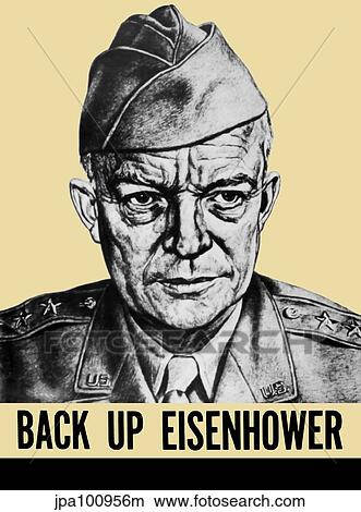 Stock Illustration - World War II propaganda poster featuring General Dwight Eisenhower.. Fotosearch