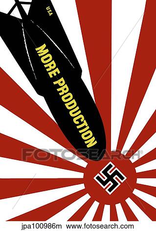 Stock Illustration - World War II propaganda poster featuring a bomb striking a Swastika.. Fotosearch