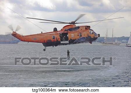 Picture - WS-61 Sea King helicopter of the German Navy, Kiel, Germany.. Fotosearch