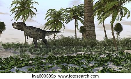 Stock Illustration - Yyrannosaurus Rex hunting for its next meal.. Fotosearch