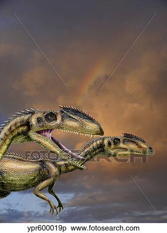 Stock Illustration - Zupaysaurus rougieri, a theropod dinosaur of the Jurassic Period.. Fotosearch