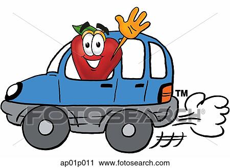 Apple driving a car View Large Clip Art Graphic Clipart - Apple driving a car. Fotosearch