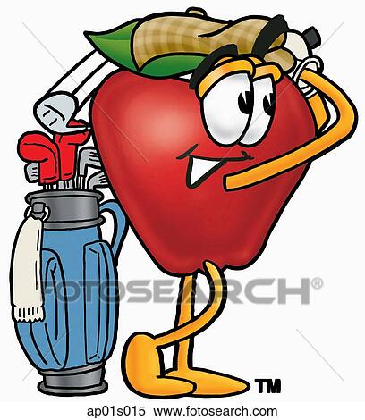 Apple golfing View Large Clip Art Graphic Clipart - Apple golfing. Fotosearch