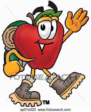Apple hiking View Large Clip Art Graphic Clipart - Apple hiking. Fotosearch
