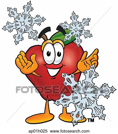 Apple in snow View Large Clip Art Graphic Clipart - Apple in snow. Fotosearch