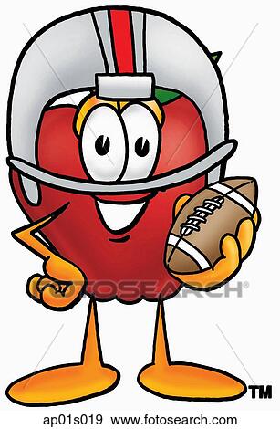 Clip Art - Apple playing football. Fotosearch