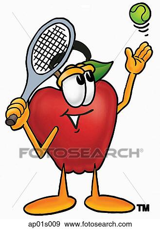 Apple playing tennis View Large Clip Art Graphic Clip Art - Apple playing tennis. Fotosearch