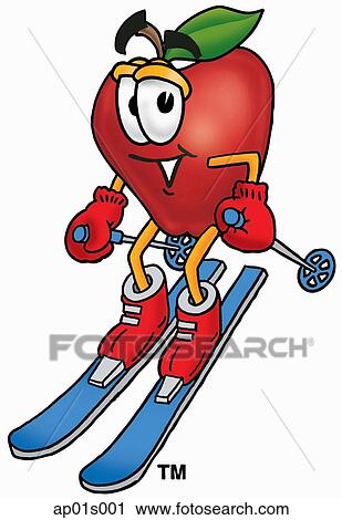 Apple skiing View Large Clip Art Graphic Clipart - Apple skiing. Fotosearch