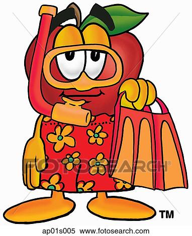 Apple snorkeling View Large Clip Art Graphic Clipart - Apple snorkeling. Fotosearch