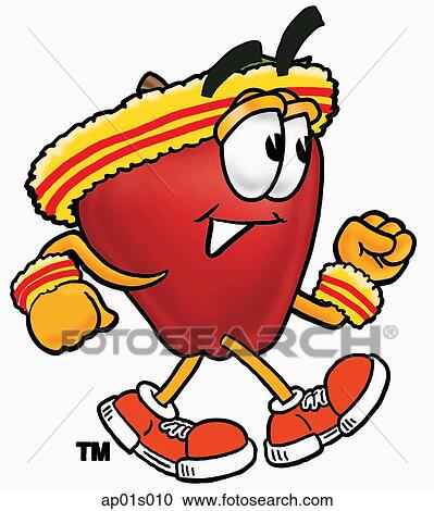 Clipart - Apple walking. Fotosearch