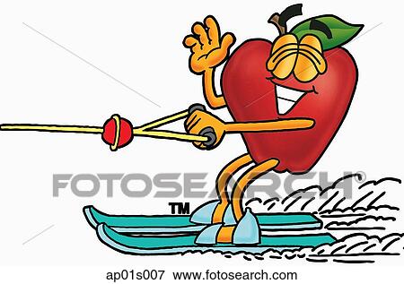 Apple water skiing View Large Clip Art Graphic Clip Art - Apple water skiing. Fotosearch