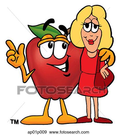 Clip Art - Apple with a woman. Fotosearch
