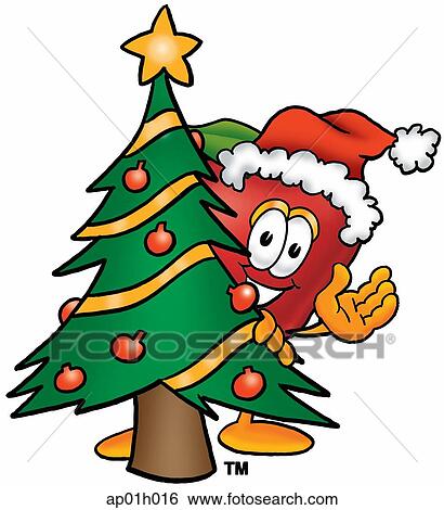 Clip Art - Apple with christmas tree. Fotosearch
