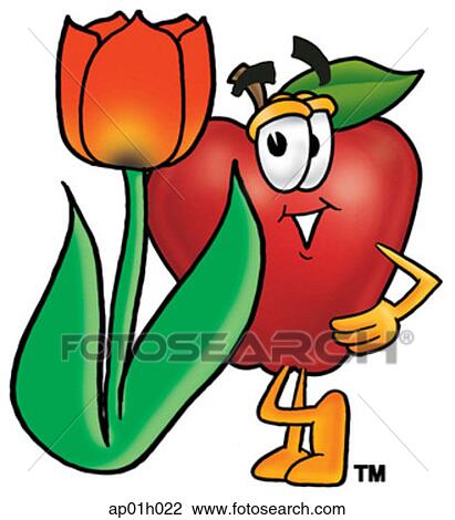 Apple with tulip View Large Clip Art Graphic Clipart - Apple with tulip. Fotosearch